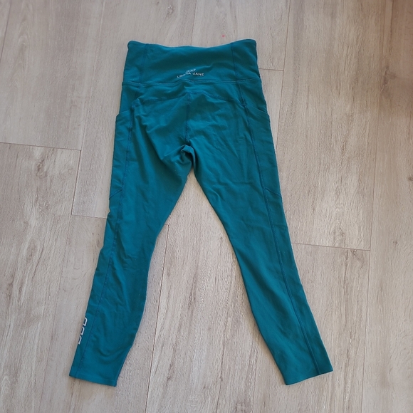 Lorna Jane Womens Leggings Sz S Dark Green Pockets Full Length Gym Workout EUC - Picture 5 of 6